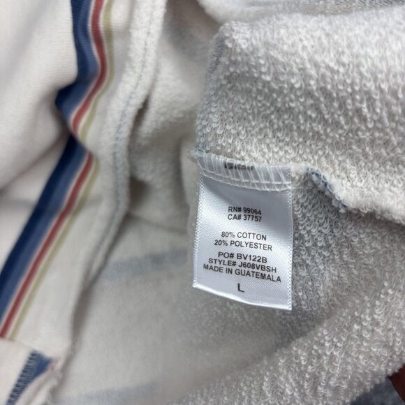 Billabong Hoodie Womens Large White Stripe Terry Pullover Lightweight Beach - Picture 6 of 7